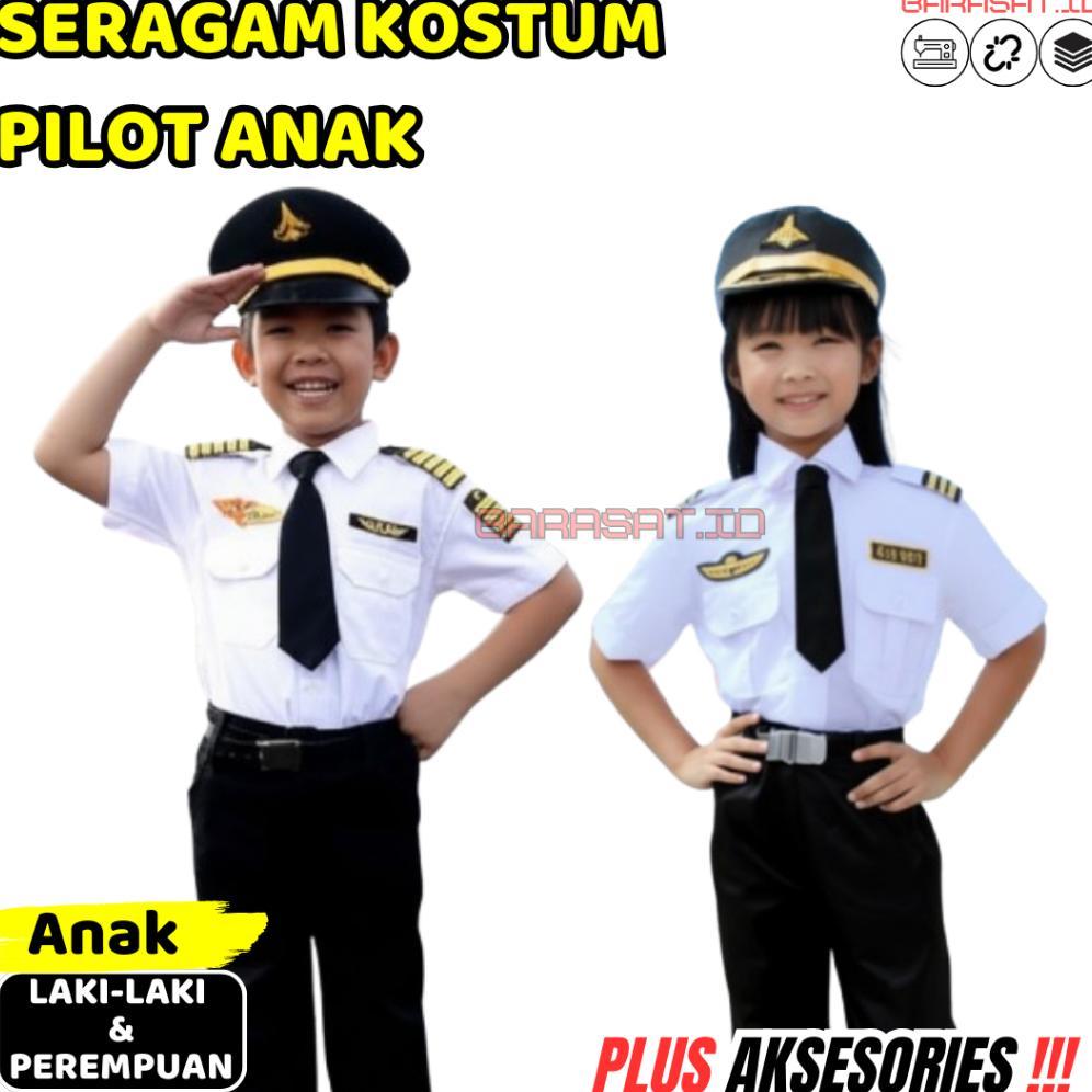 Baju Lengkap Perayaan Fashion Show Polisi Anak Pilot Sekolah Tk Sd Paud Full Aksesories  Cewek Cowok