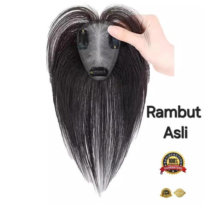 6tujuhshope - wig toupee klip rambut asli real wig penutup uban botak rambut tipis premium ekstensio