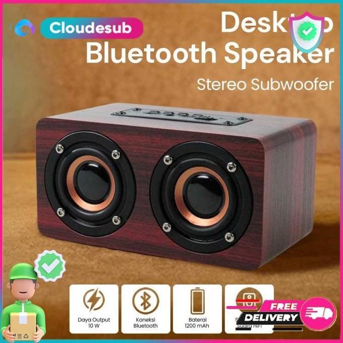 Wood Speker Bluetooth Speaker Portable Stereo Soundbar TV PC Komputer terlaris