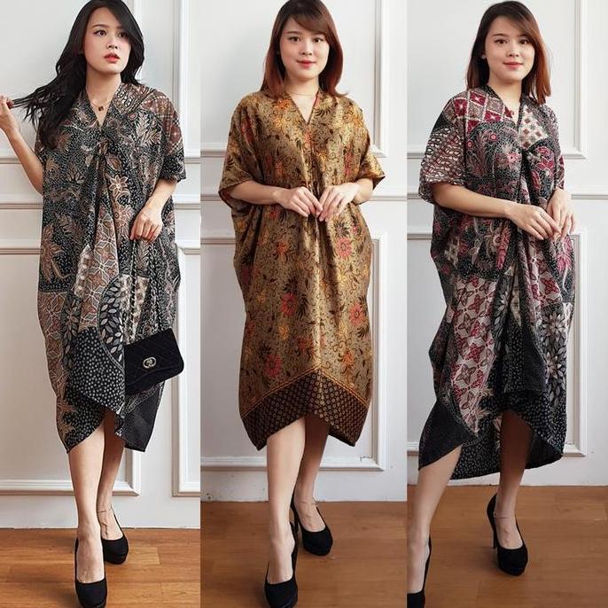 Kaftan Batik Pendek Wanita Dress Pesta Party Kondangan Jumbo Big Size 3838