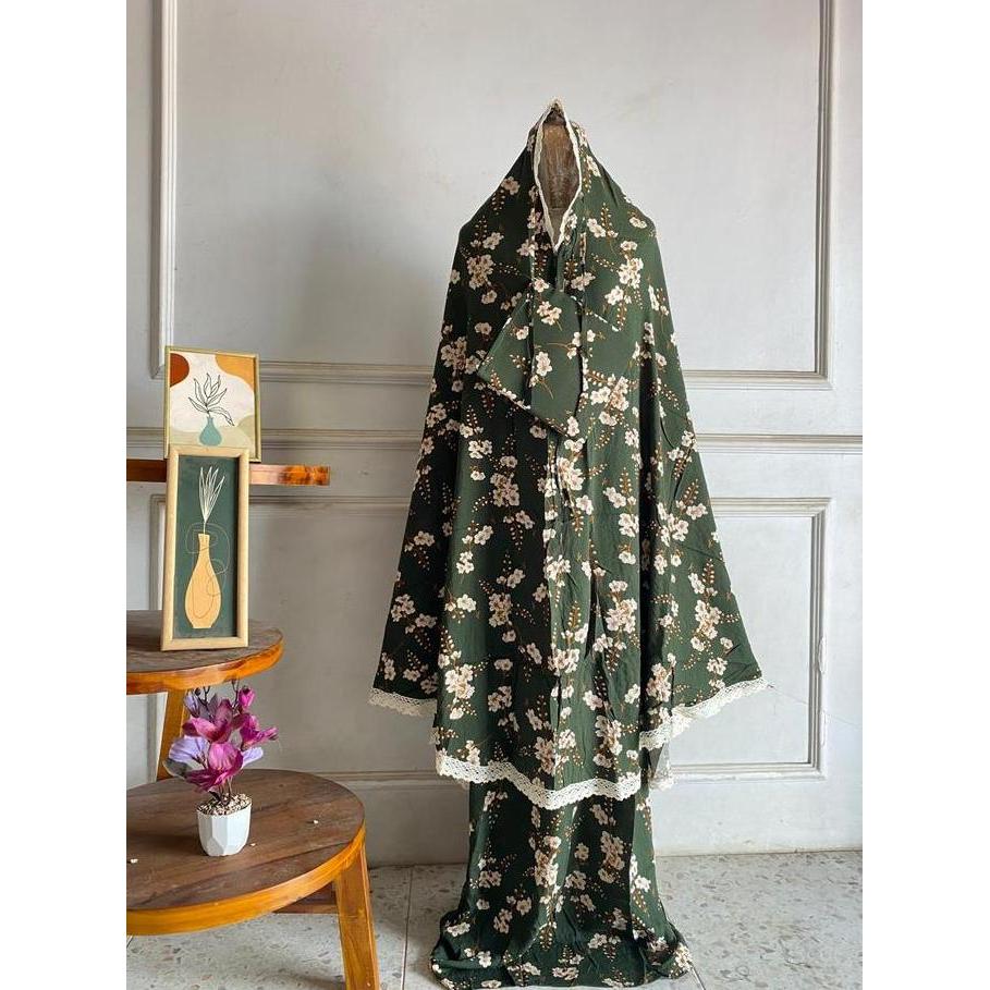 MUKENA RAYON MOTIF MELATI DEWASA RENDA KECIL SUPER PREMIUM LEMBUT & ADEM