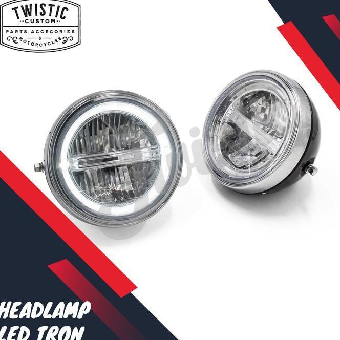 Headlamp Lampu Depan Led Daymaker Tron Motor Custom Universal