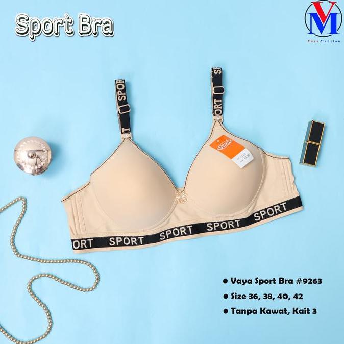 Lansungkirim- Vaya 9263 Bra Sport Busa Tipis Kait 3 Bh (1Biji/Satuan)