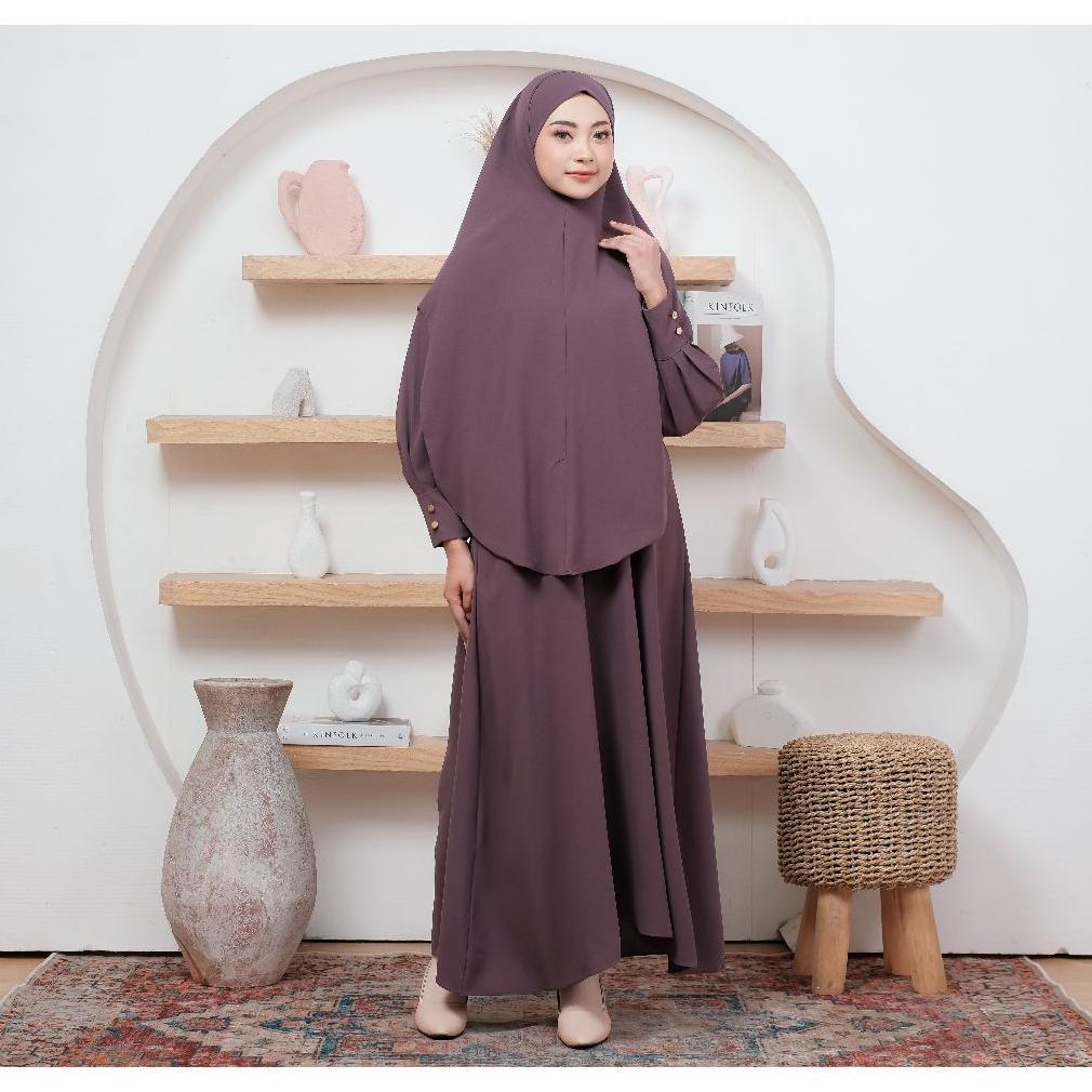 Flash Sale Esyhi - Sabrina Gamis Abaya Set Khimar Dress Series Syar'I Haji Dan Umroh Abaya Daily Bus