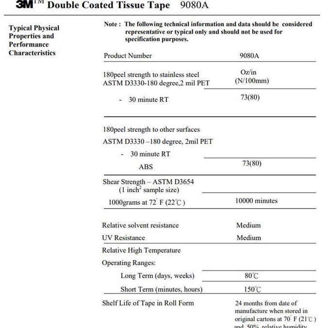Bisaaja- 3M Double Tape 25Mm 50Mm X 50 M, 9080A Tisu Tissue Tissu