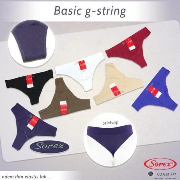 Celana Dalam Basic G String Wanita SOREX GST 777 Bahan Rajut Super Lembut  | Paket 1pc 3pc 6pc Katun