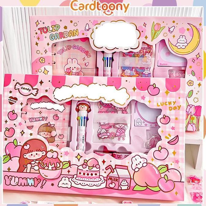 Paket Jurnal Set Diary / Journal kit / Paket set agenda/ Buku catatan set lucu pulpen stiker washi t