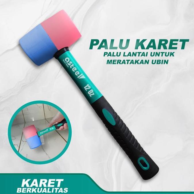 Powerz- Asteel Palu Karet Keramik Granit Lantai Rubber Hammer Besar 16Oz Sedang 12Oz Kecil 8Oz Palu 