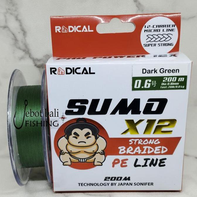 Senar PE Radical Sumo X12 - PE 0.6 0.8 1.0 200 meter - Tali Pancing UL