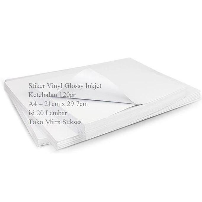 Bisaaja- Stiker Vinyl Glossy Inkjet A4 Baru