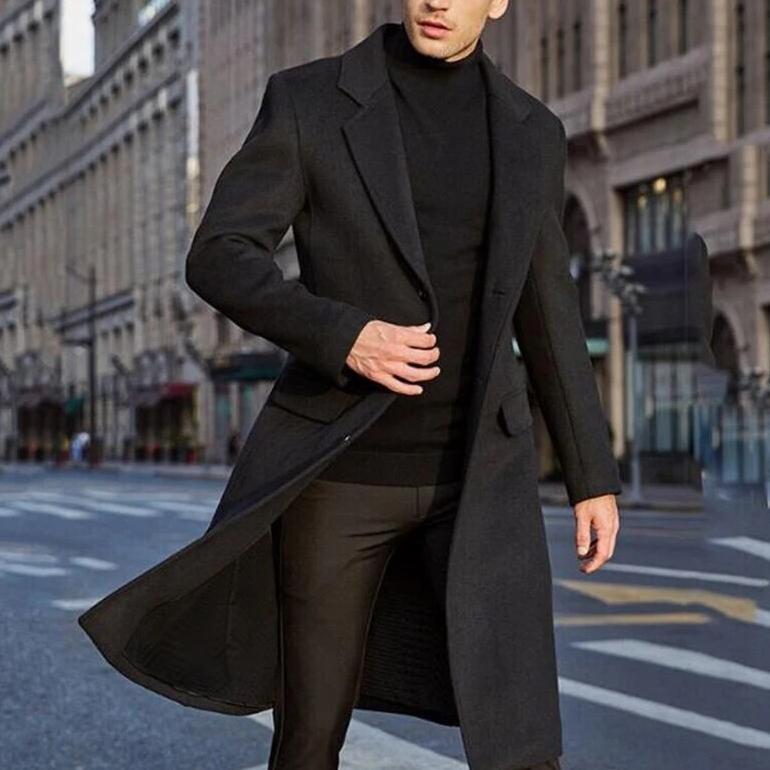 ORIGINAL Jas blazer jubah panjang pria Long Coat Premium Katun Flecee Jaket Jubah Mantel Brown M KEK