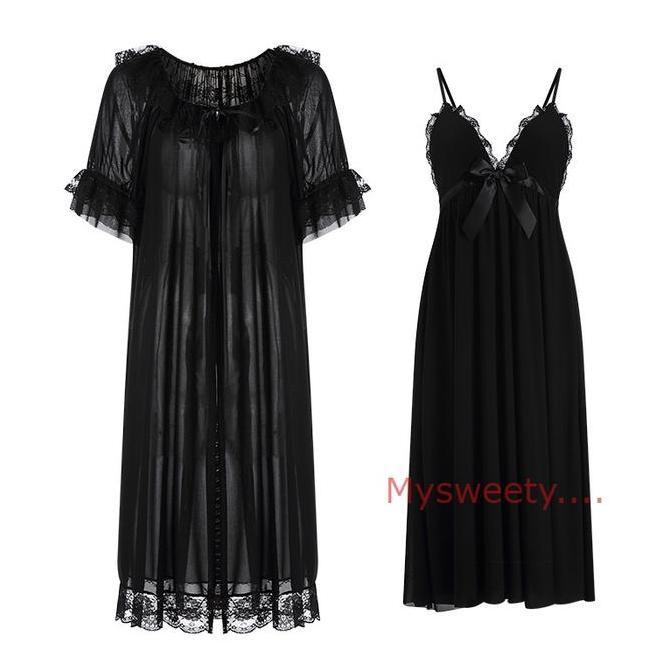 Mysweety....Satu set  long dress  kimono Baju Tidur Lingerie Wanita (YY30)
