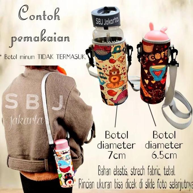 Tas Termos Botol Minum Elastis dengan Tali Strap