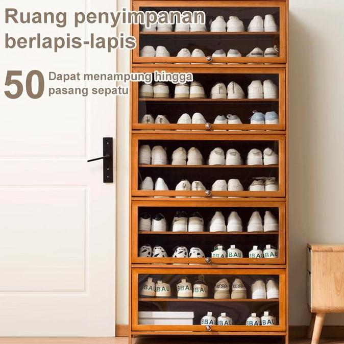 Lemari26 Sepatu 11 Lapis Lemari Sepatu Kayu Minimalis Anti Debu Lemari Susun Sepatu Penyimpanan Mult