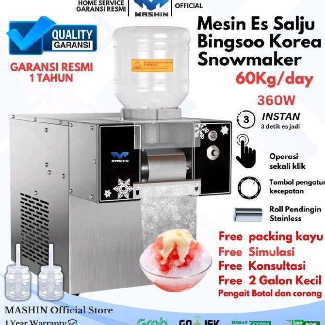 Grosir Mashin - Mesin Es Bingsoo 360Watt Snowmaker 60Kg/Day Es Salju Bingsu Korea Mesin Ice Cream Es
