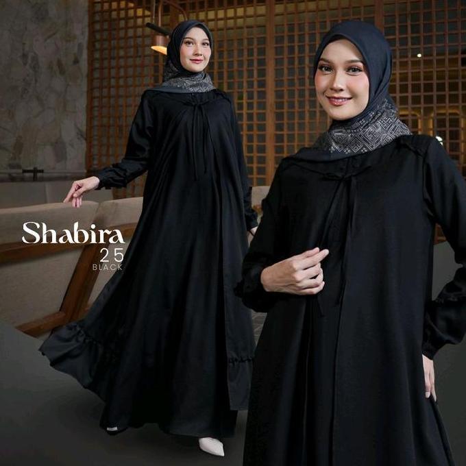 Seply Gamis Abaya Polos Hitam Bahan Katun Shabira 25