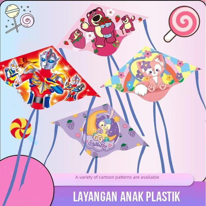Termurah / Hot Sale Layangan Plastik Anak Layangan Anak Plastik Dengan Ekor Layangan Karakter Layang