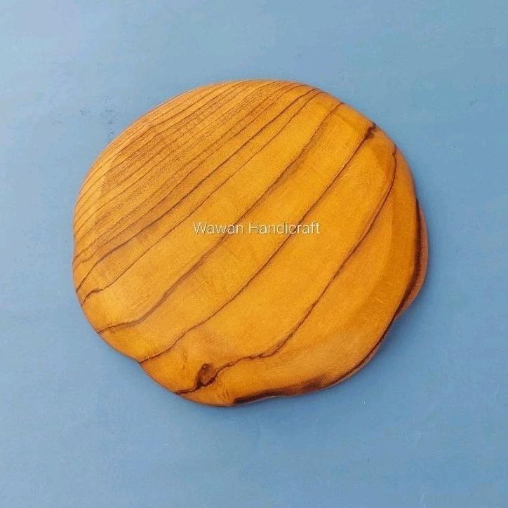 piring kayu/piring makan/piring saji/piring motif bunga semanggi set kayu jati