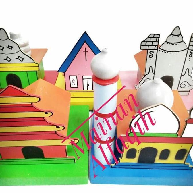 Miniatur 5 Rumah Ibadah- Alat Peraga Edukatif-APE TK/ PAUD