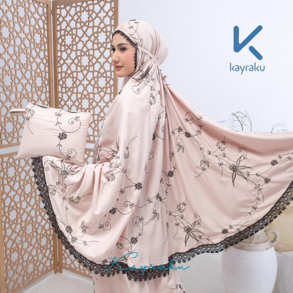 Kayraku - Mukena Dewasa Bordir Katun Bunga Jasmine Renda Rukuh Mewah