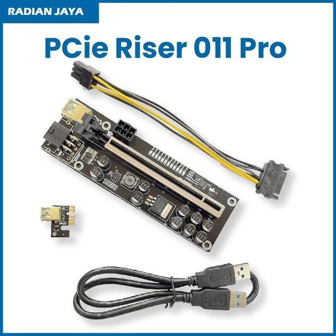 PCIe Riser Card 011s PRO For Mining VGA / GPU 10 Kapasitor HEMAT