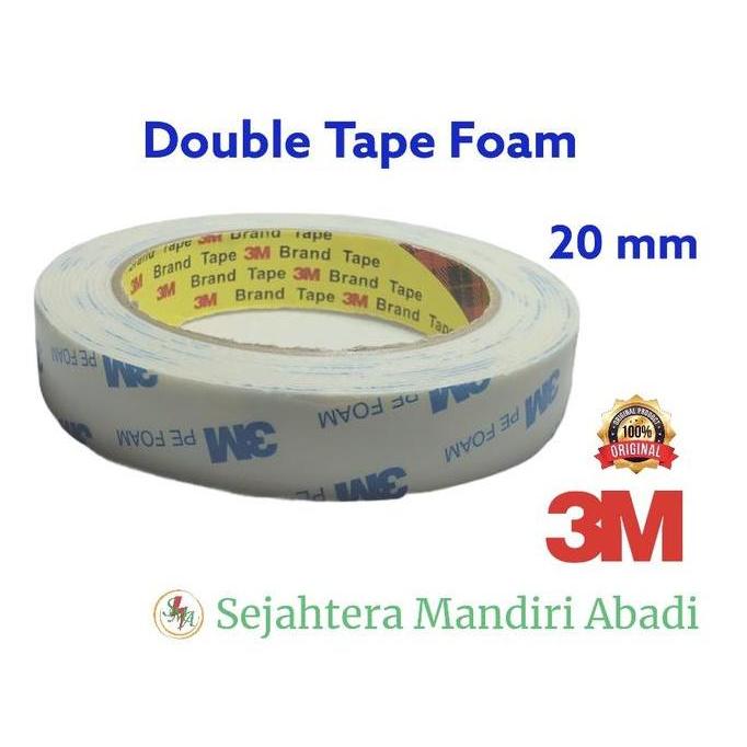 Handcraft- Double Tape 3M Original 20 Mm Pe Foam Tape Putih