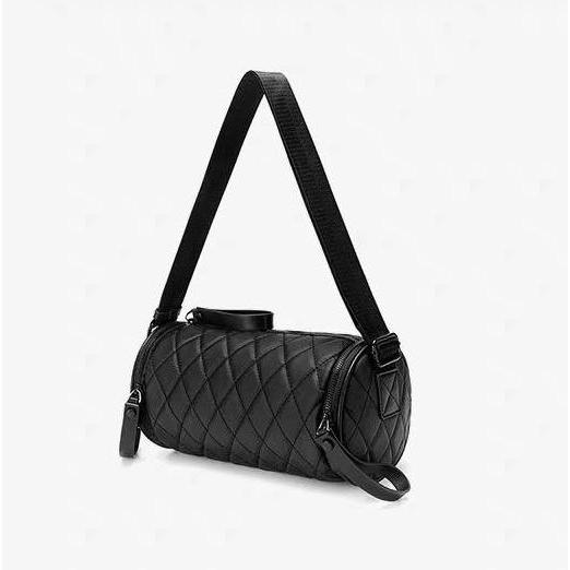 Updown- Tas Silinder Kotak-Kotak Berlian Tas Kurir Olahraga Luar Ruangan Wanita Temperamen Tas Ember