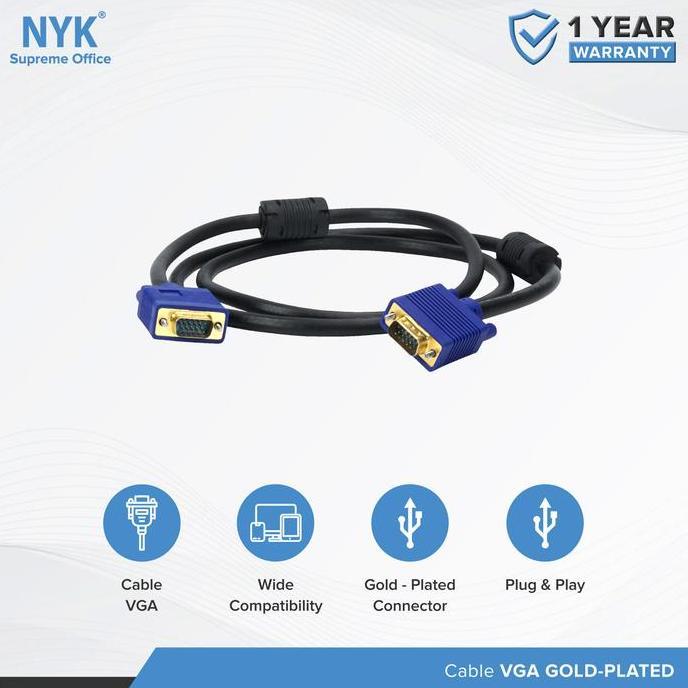 Wizard- Cable Nyk Konektor Kabel Vga 3 Meter Gold Plate