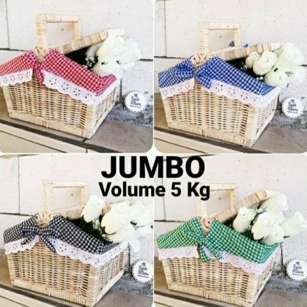 [RTN] Keranjang Rotan Piknik Jumbo Ukuran Besar 40x26x38 Cm