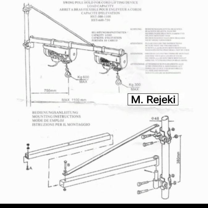 Stand Hoist Wipro HST 300-1100 Elektrik Rotary Hoist Frame HST300-1100