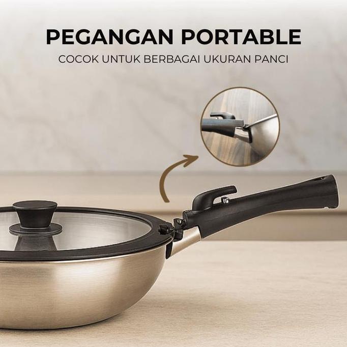 Whynot- Gagang Panci Wajan Anti Slip Portable Pegangan Pengganti Abs Premium Tahan Panas