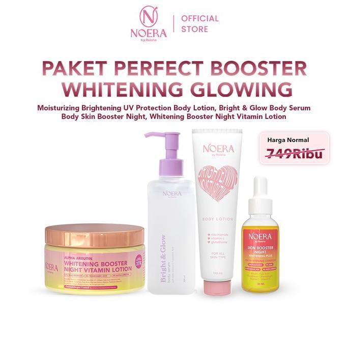 Skinn- Bundling Paket Noera Perfect Booster Whitening Glowing L Whitening Booster Night Vitamin Loti