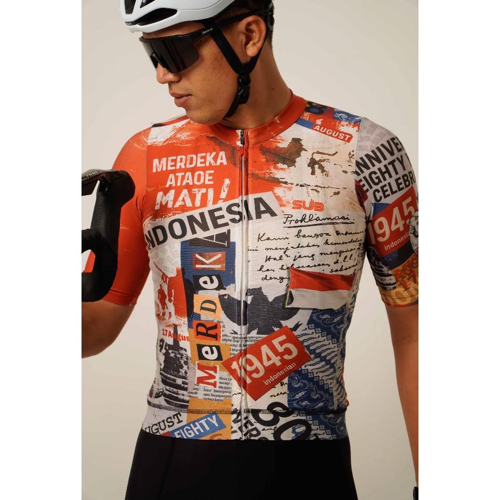 cuci gudang sub jersey vintage indonesia unisex short sleeve cycling jersey red - jersey sepeda pria