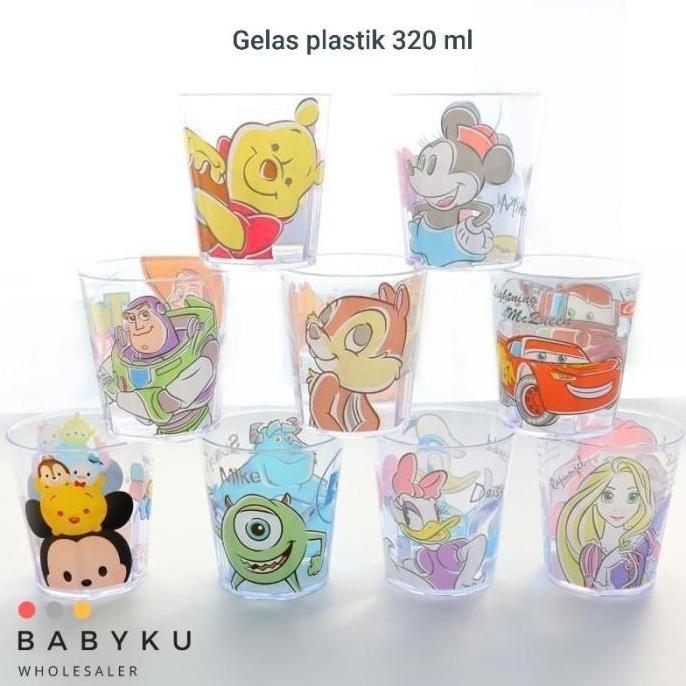 gelas plastik anak karakter disney