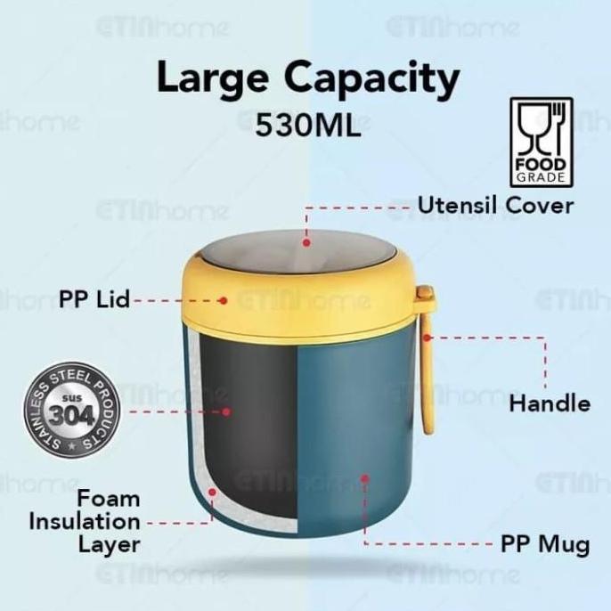 TEDEMEI 304 Stainless Steel Soup & thermos soup cup 530ml