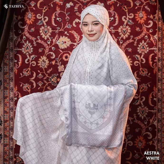 tazbiya Premium mukena aestra white | mukena putih tazbiya | mukena white tazbiya | mukena putih pre