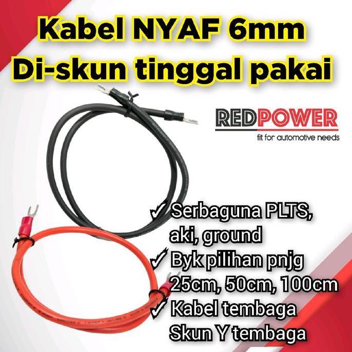 QUANZAX Kabel NYAF 6mm di skun tinggal pakai panjang 25cm 50cm 100cm custom Redpower serbaguna plts 