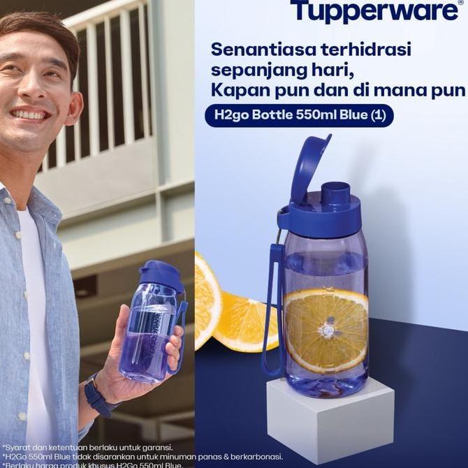 Botol minum tupperware h2go 550ml h 2go biru Original
