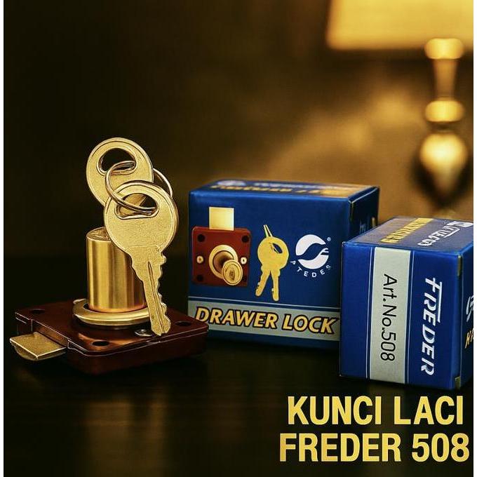 HOROZY FREDER Kunci Laci Art No 508 Jantung Kuningan Kunci Lemari Furniture Lubang 16mm Punggung Mer