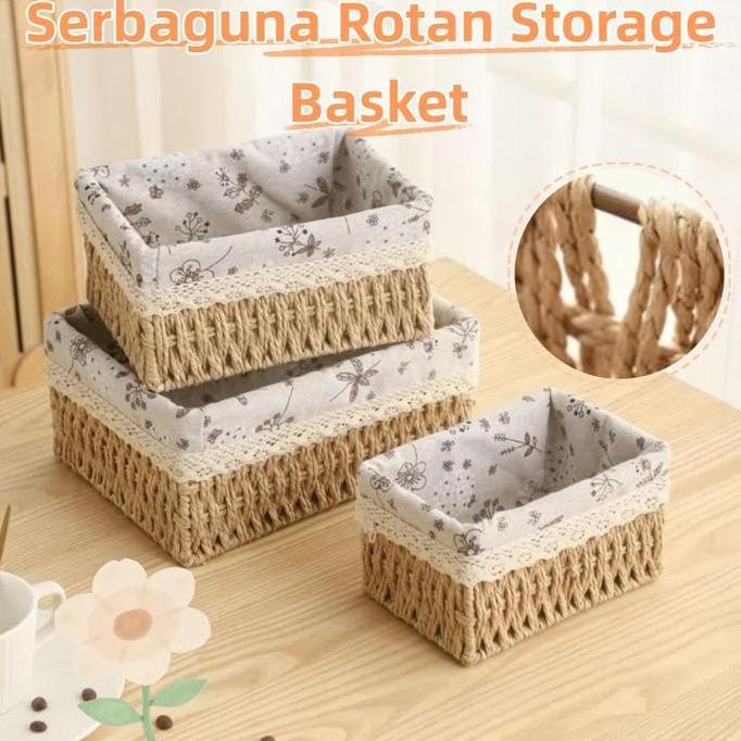 MIZIXSTORE Keranjang Rotan Persegi Panjang Keranjang/Keranjang Penyimpanan Keranjang Makanan Ringan 