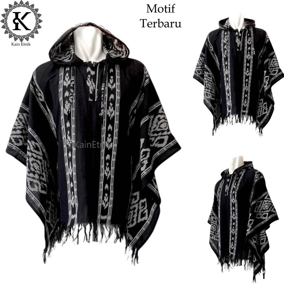 terbaru hoodie tenun batwing oblong / hoodie ponco tenun etnik pria wanita - kain etnik