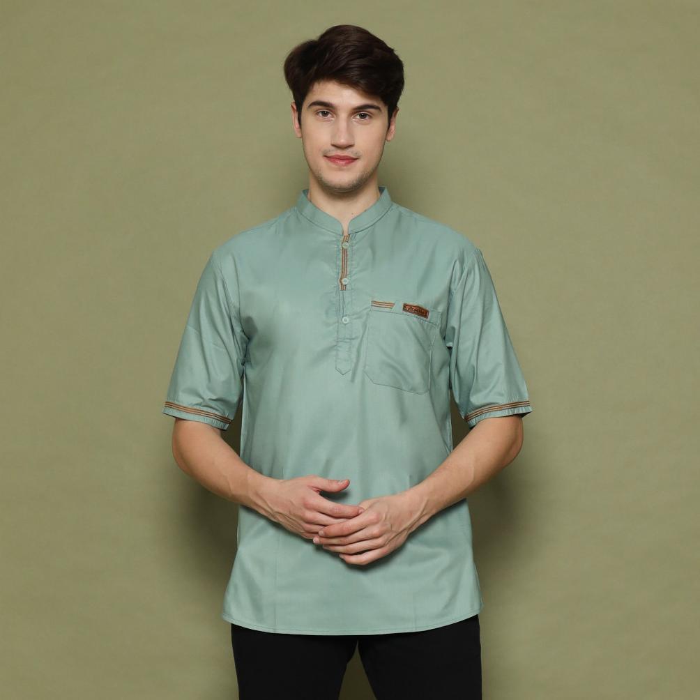 BEST SALE Elmoza - Elmoza Baju Koko Kurta Dewasa Premium Lengan Pendek Sakka Warna Sage