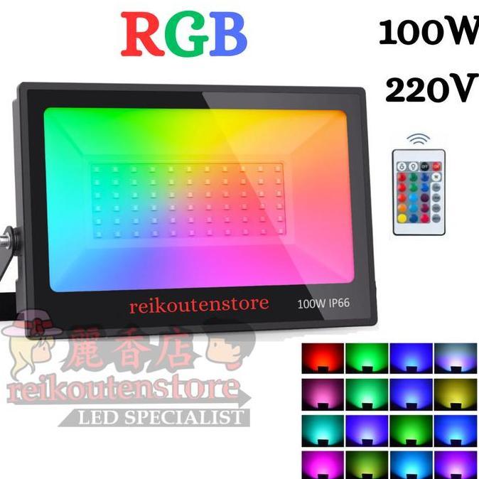 Lampu Sorot Rgb 100 Watt Led Tembak Warna Warni 100w Flood 100watt