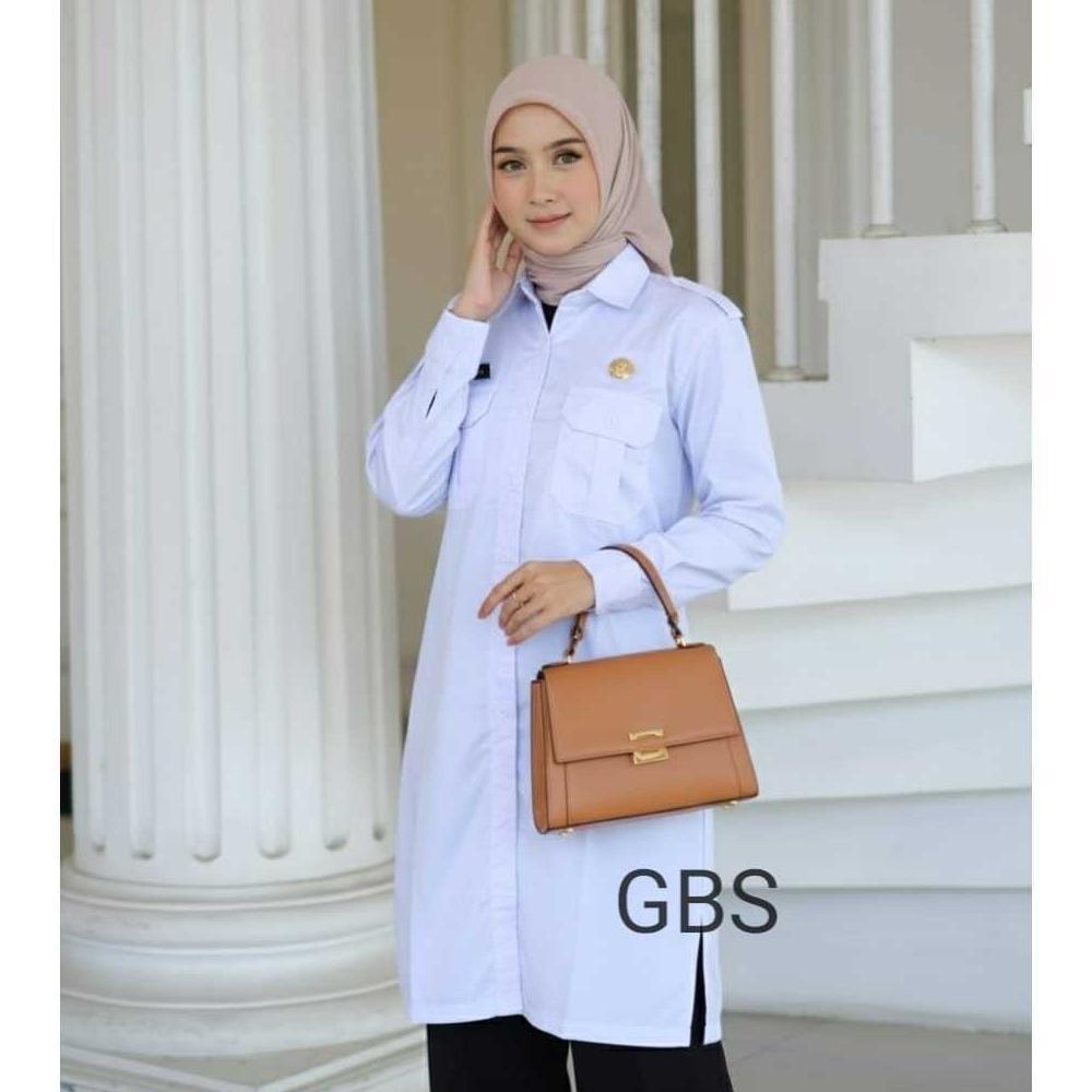 Hot Deals Tunik Pdh Wanita Putih Polos Bahan Amerikan Drill Tebal Adem Dan Halus/ Seragam Putih Asn 