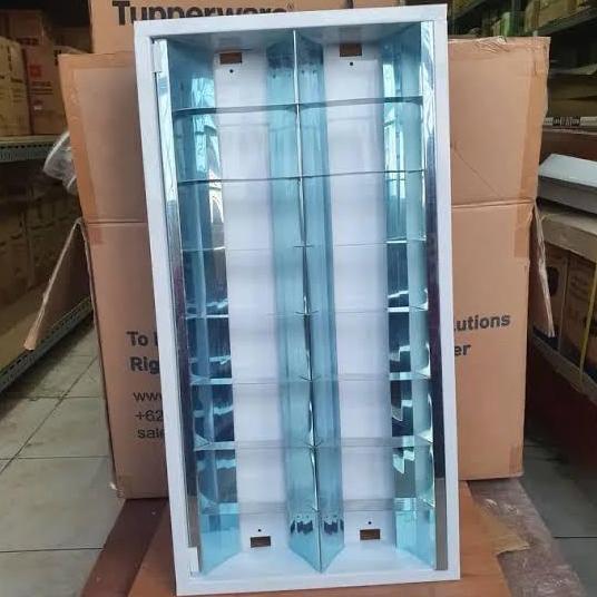 Kap RM TL T8 + Set LED 8 Watt philips 2x8 / Kap Lampu RM 2x18 Watt