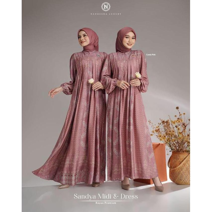 SANDYA SERIES BY NADEERA LUXURY GAMIS DAN ATASAN BLOUSE SIMPEL COMFY ELEGAN BAHAN RAYON PREMIUM