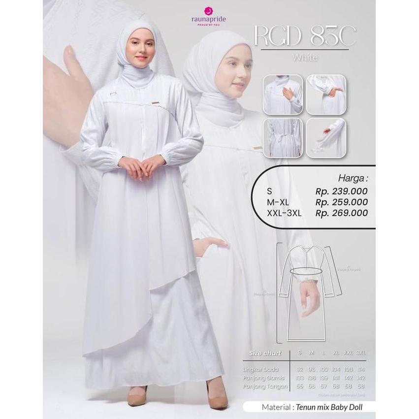 Rauna RGD 83 C Gamis Wanita Dewasa Polos Terbaru - Busui & Wudhu Friendly - Cantik