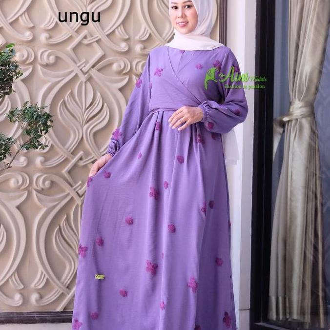 Homedress Crincle pompom//Gamis Crincle//Gamis New aini modiste Crinkle Gamis