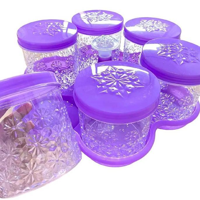 Toples kristal HH 6 daun toples kue kering toples kue lebaran toples acrylic set free bubble n kardu
