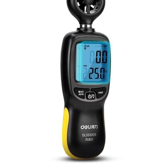 Deli Dital Anemometer Pengukur kecepatan angin Thermometer angin